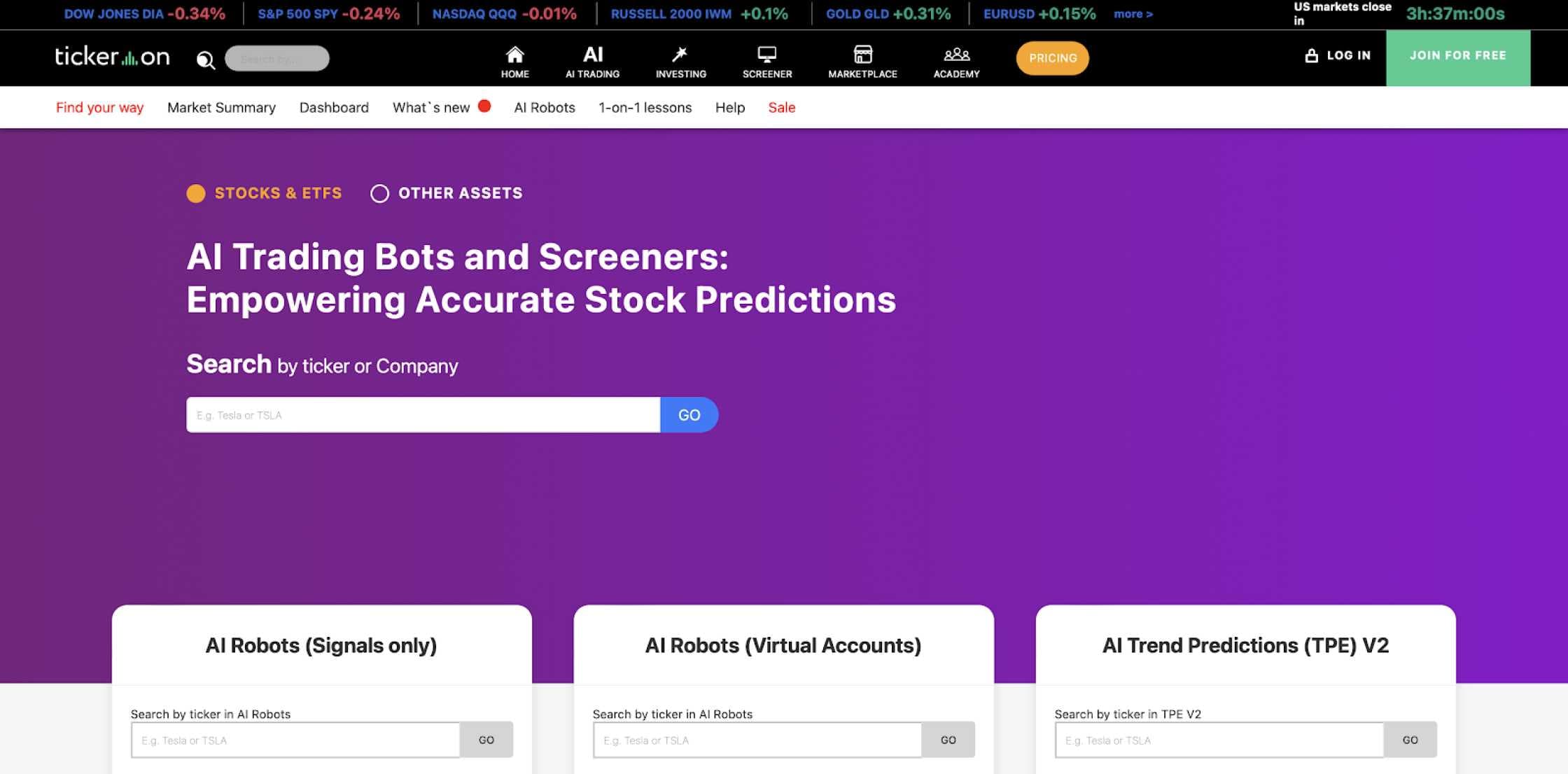 tickeron - free ai stock trading bot