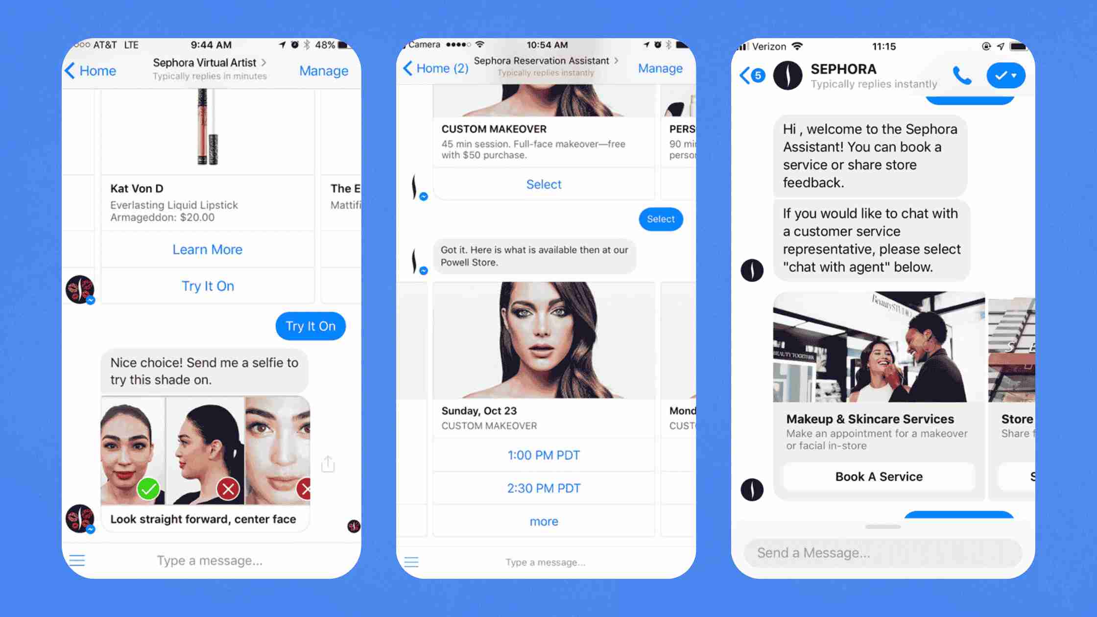 Chatbot UI of Sephora