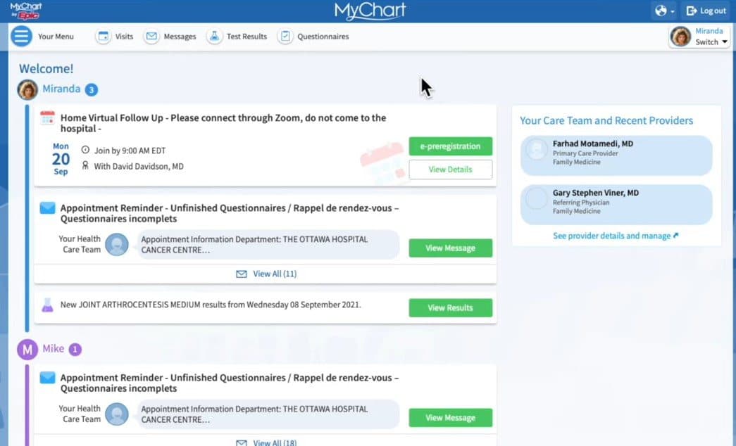 MyChart Healthcare portal
