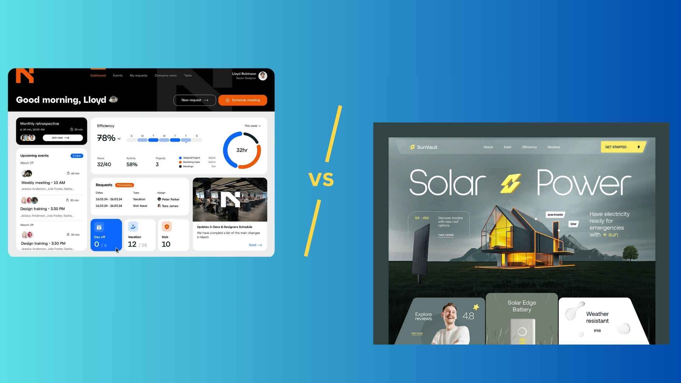 Comparison image showing the difference between a web portal and a website