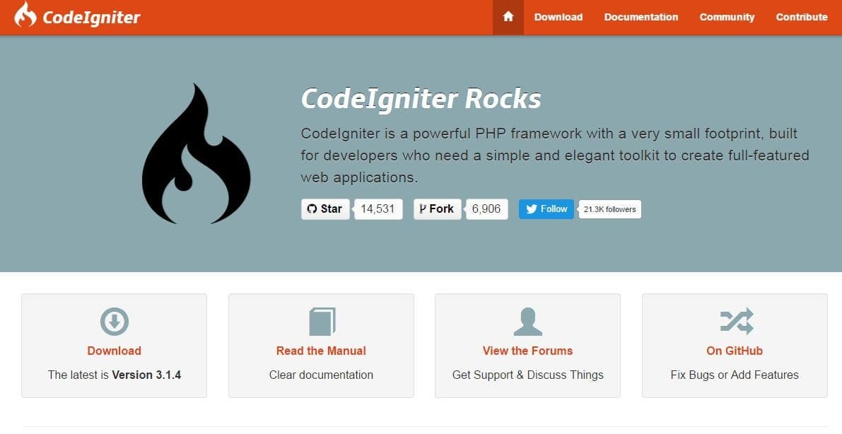 10+ Most Popular PHP Frameworks - CodeIgniter