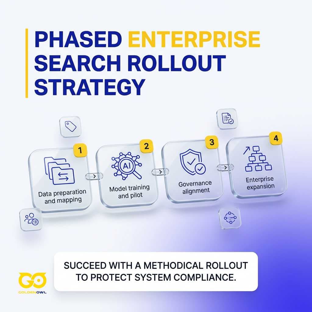 Four-step process roadmap for a phased software deployment.